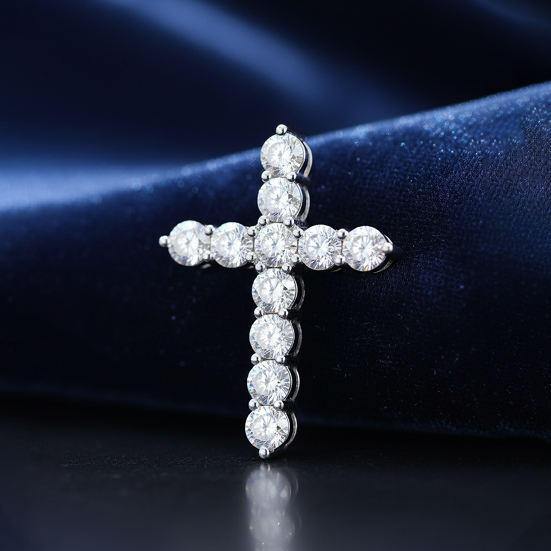 14KT White Gold Diamond Cross Pendant — 2.13 Carats