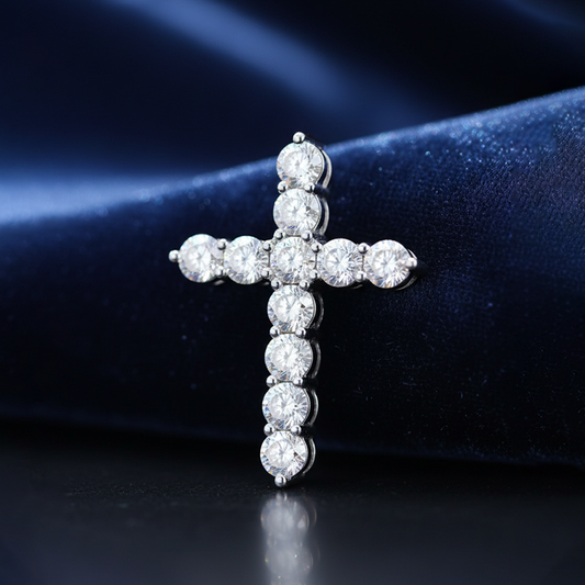 14KT White Gold Diamond Cross Pendant — 2.13 Carats