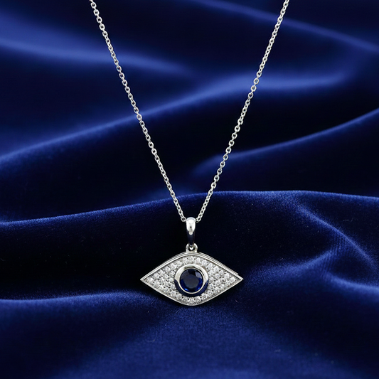 ✨ Diamond (0.14 CT) & Sapphire (0.64 CT) Pendant / 14KT White Gold | SPECIAL ✨