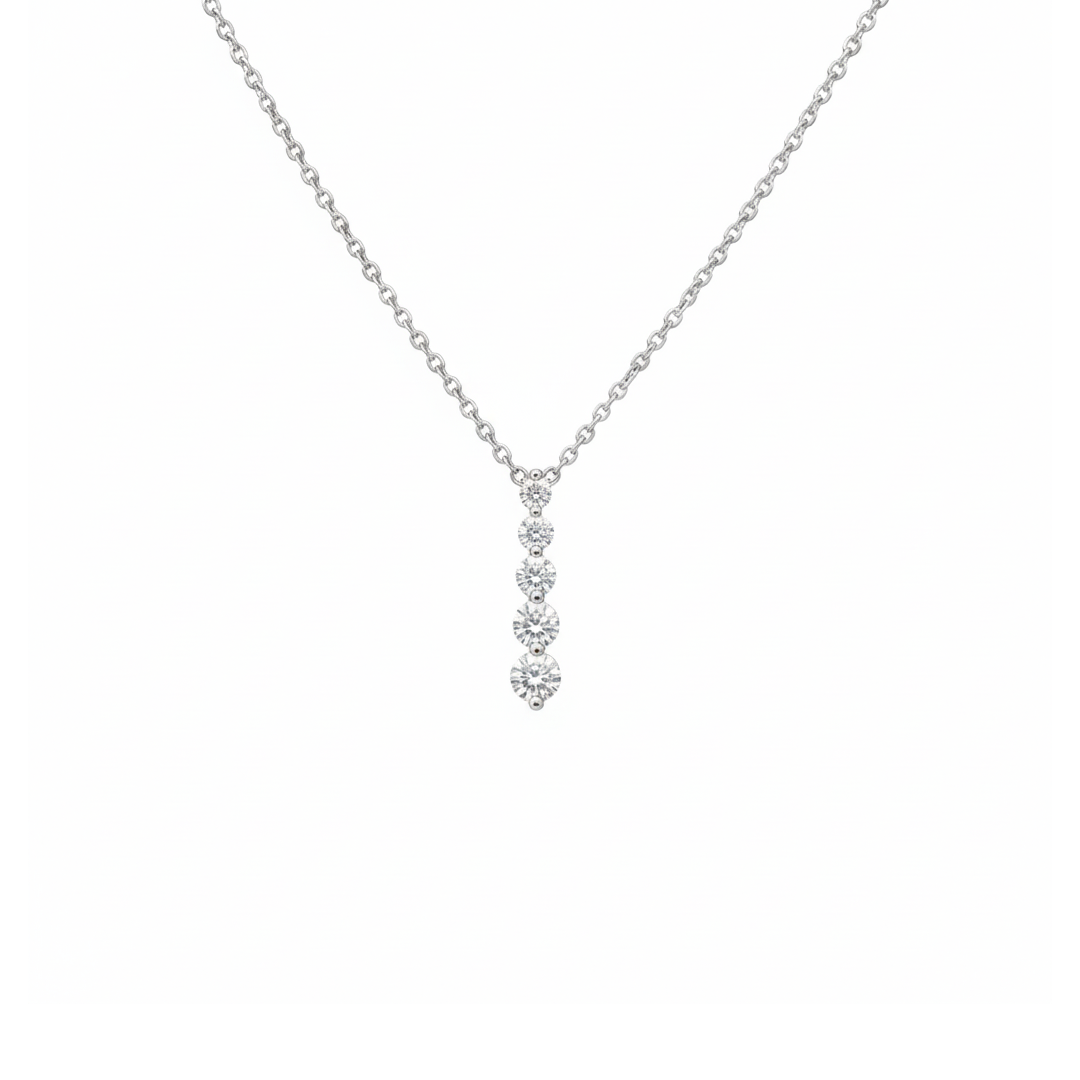 14KT White Gold Diamond Pendant – 0.25 CT