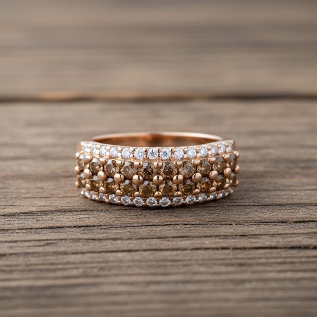 14K Yellow Gold Chocolate and White Diamond Ring – 1.50CT Total Weight