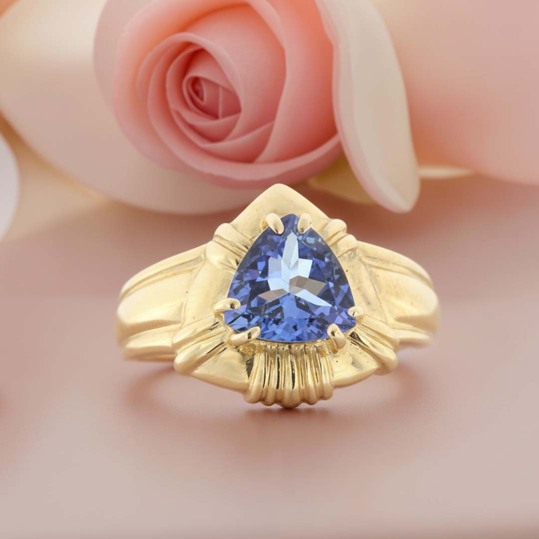 Trillion-Cut Tanzanite Ring | 1.25 ct Tanzanite in 14K Yellow Gold
