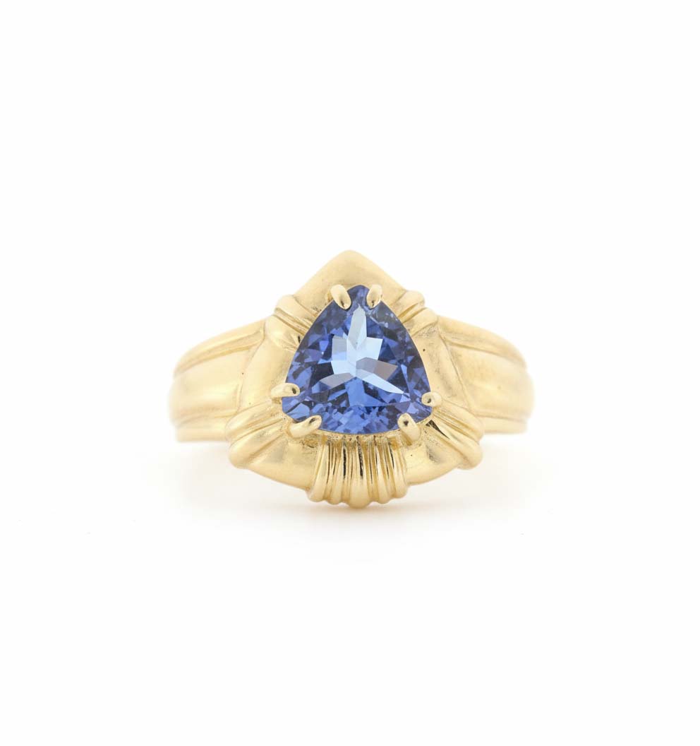 Trillion-Cut Tanzanite Ring | 1.25 ct Tanzanite in 14K Yellow Gold