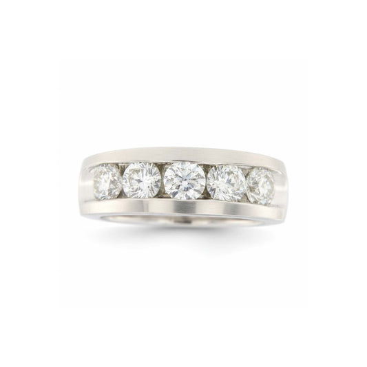 14KT Men’s White Gold Diamond Ring  (2.50 CT. TW ) of Natural Round Diamonds, Channel Set