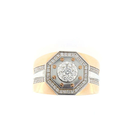 Distinctly Bold – 18KT Gold (0.90 CT. TW.) Pavé Accented Octagonal Cluster Diamond Ring