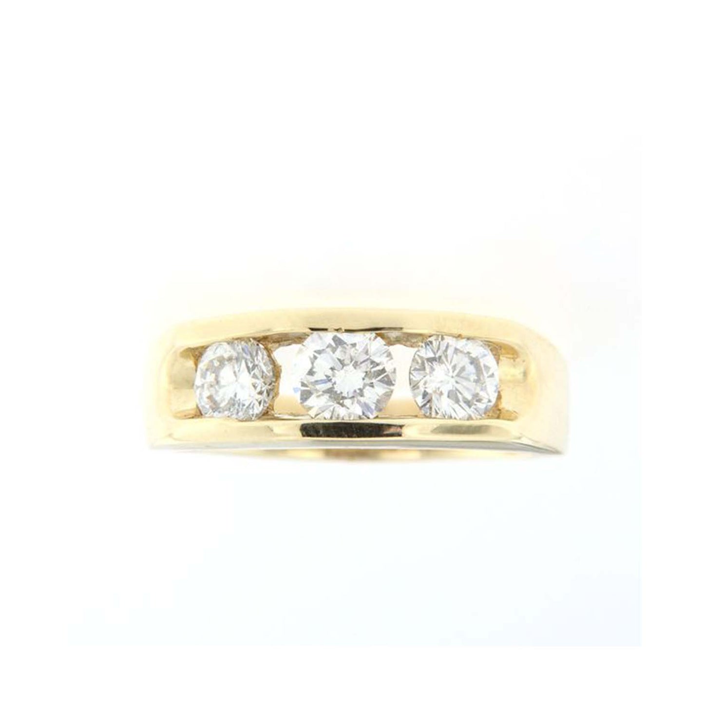 14KT Gold Diamond Ring with 1.55 CT Natural Diamonds – Gold Band with Three Round-Cut Diamonds