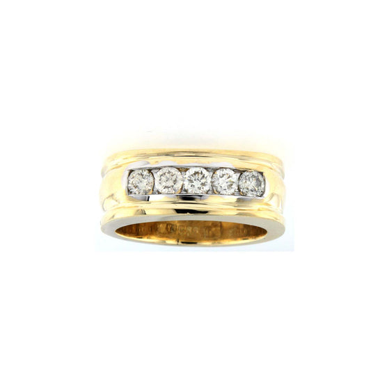 Men’s 14KT Yellow Gold (1.00 CT. TW.) Channel Set Diamond Ring – Timeless Luxury & Comfort Fit