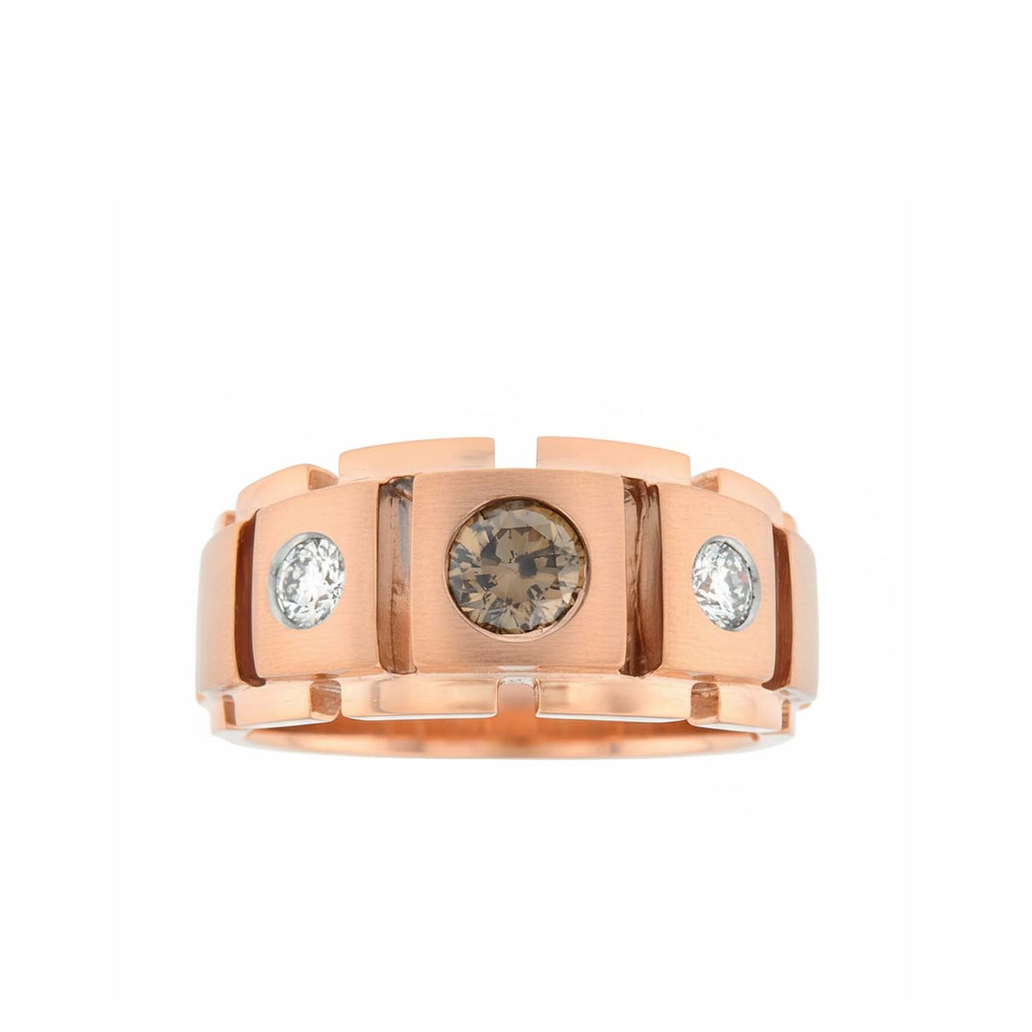 14KT Men's Rose Gold Ring with 0.80ct Chocolate Diamond & 0.50ct White Diamonds