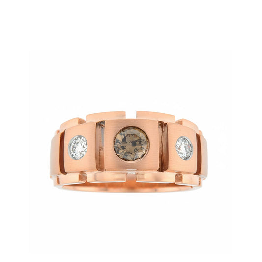 14KT Men's Rose Gold Ring with 0.80ct Chocolate Diamond & 0.50ct White Diamonds