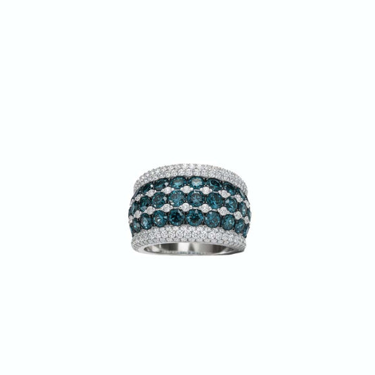 14K White Gold Blue and White Diamond Statement Ring – 3.23ct Blue & 1.36ct White Diamonds