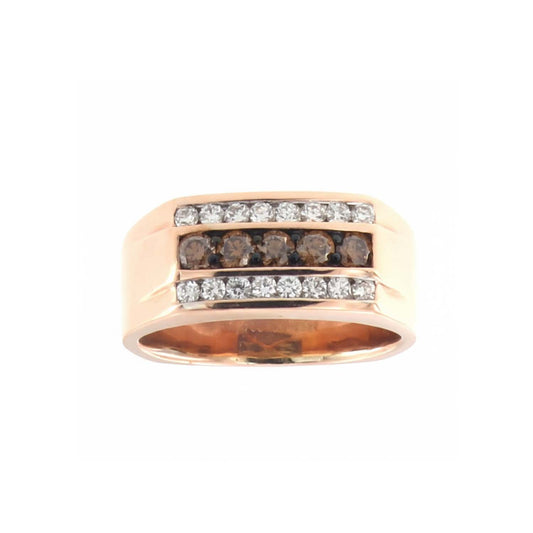 14KT Men's Gold Ring with 0.75ct Natural & Chocolate Diamonds