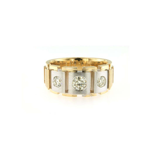 Contemporary Power – Men’s 14KT Gold (1.00 CT. TW.) Diamond Ring in Two-Tone Design