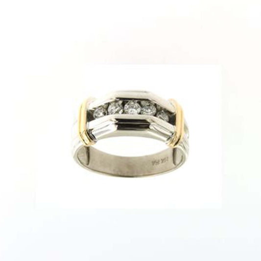Bold Sophisticated Men's Two-Tone Diamond Ring In 14KT Gold 1.00 CT. TW.