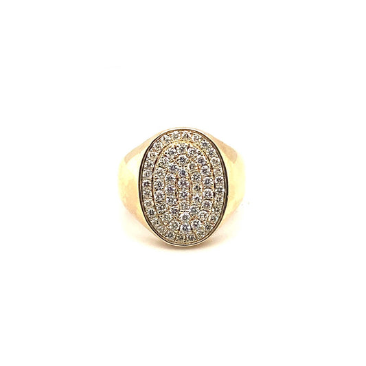 Men’s 10KT Gold 1.10 CT Oval Cluster Diamond Ring – Bold Brilliance & Timeless Elegance
