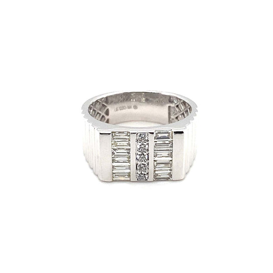 Timeless Sophistication – Men’s 14KT Gold Ring with (1.30 CT. TW.)of Baguette & Round Diamonds