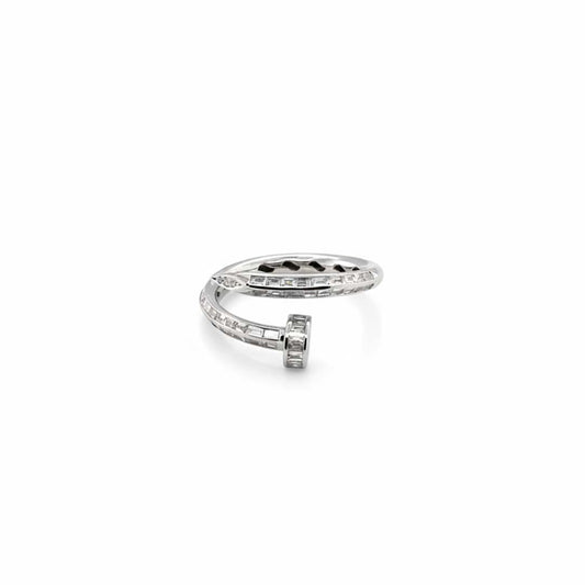 14K White Gold Baguette Diamond Open Band Ring – 0.60 Total Carats of Modern Elegance