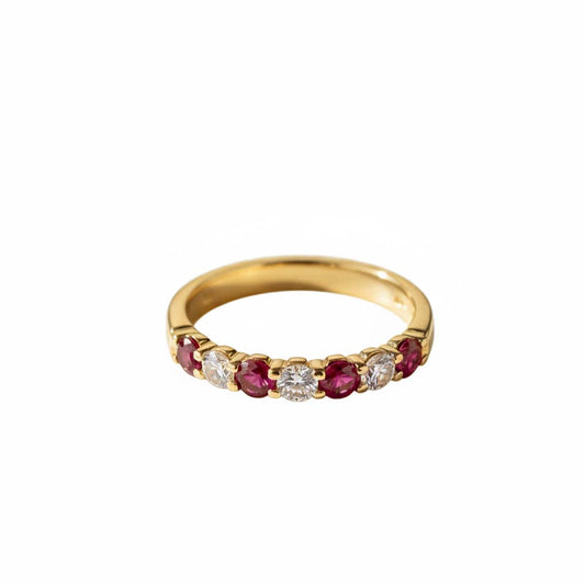 14KT Yellow Gold Ruby & Diamond Half Eternity Band (RB/DIA: 1.00 CTS)
