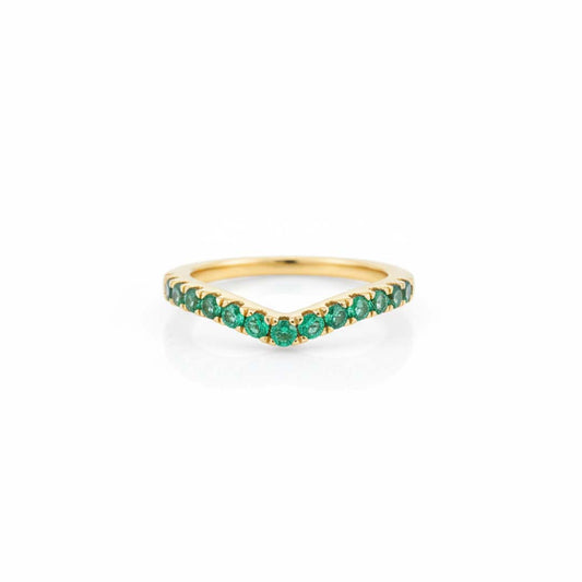 14KT Yellow Gold Emerald (0.50 cts) Curved Stackable Band Ring