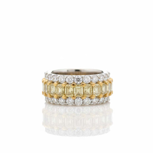 Two-Tone 18KT Gold Diamond Band – 2.50 Cts Fancy Yellow & 1.50 Cts White Diamonds