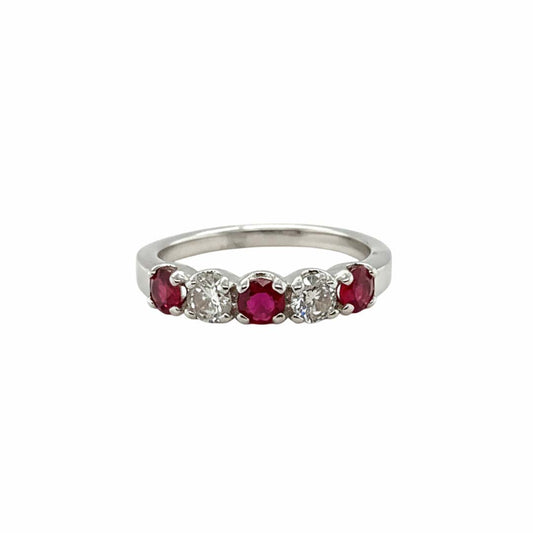 14KT White Gold Ruby & Diamond Alternating Band (RB/DIA: 1.11 CTS)