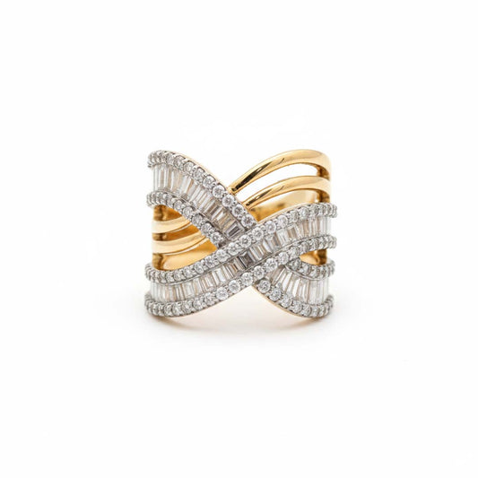 14K Yellow Gold Interlaced Diamond Statement Ring – 2.63 Total Carats of Timeless Brilliance