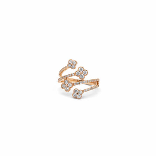 14K Yellow Gold Floral Wrap Diamond Ring – 0.75 Total Carats of Elegant Brilliance