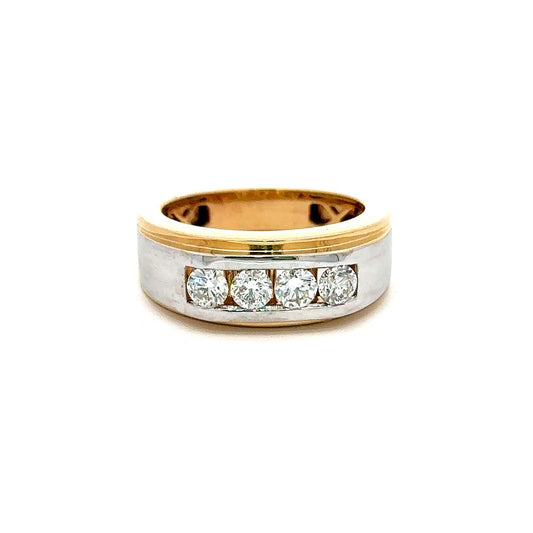 Men’s 14KT Two-Tone Gold Diamond Ring (1.00ct. tw. ) – Round Brilliant Diamonds in Bold Channel Setting
