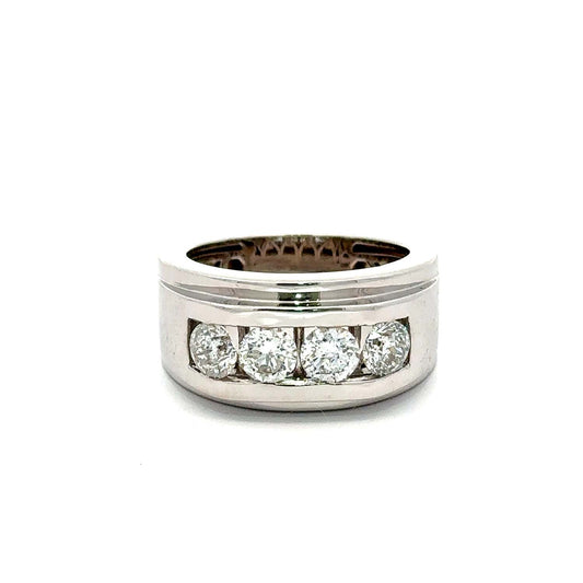 Men’s 14KT White Gold Channel-Set Diamond Ring (2.00 CT. TW.) Natural Round Diamonds)