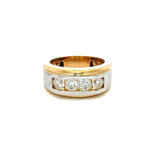 14KT Gold Ring with 1.55 CTW Natural Diamonds – Elegant Men's Diamond Band