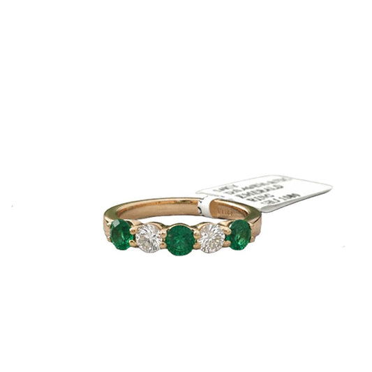 Handcrafted 14KT Yellow Gold Emerald and Diamond Alternating Band – Luxury Gemstone Ring