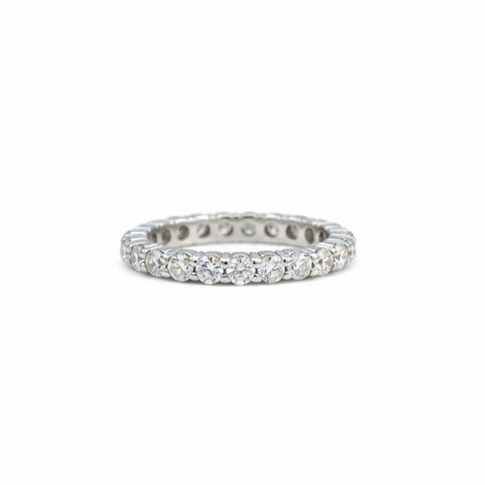 The Eternal Circle – 14K White Gold Diamond Eternity Band, 1.60 Carats of Radiant Round Diamonds