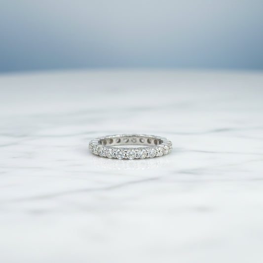 The Eternal Circle – 14K White Gold Diamond Eternity Band, 1.60 Carats of Radiant Round Diamonds