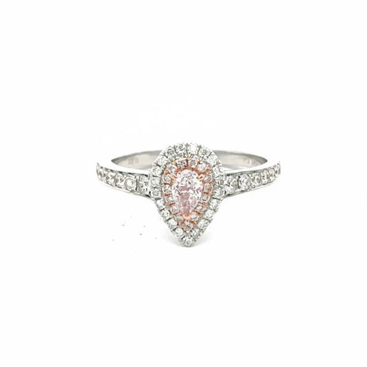 18KT Gold Blush Pear Pink & White Diamond Ring – 0.71 Cts