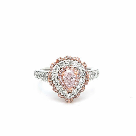 18KT Gold Triple Halo Pink Diamond Elegance Ring – 1.74 Cts