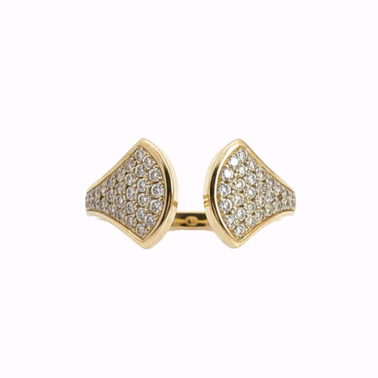 18K Gold Ladies’ Curved Diamond Open Band – 0.36ct Total Natural White Diamonds