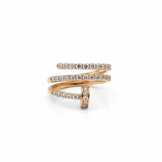 18K Yellow Gold Diamond Spiral Ring – 0.95 Total Carats of Modern Elegance