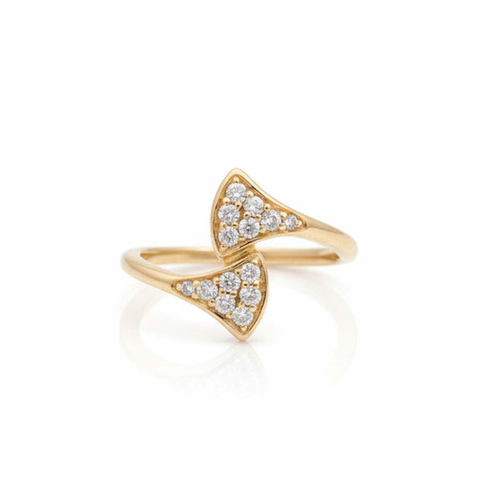 18K Yellow Gold Fan Diamond Open Ring – 0.23 Total Carats of Refined Elegance