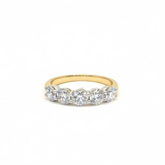 14KT Gold Five-Stone Diamond Ring for Women – 1.50ct Total Diamond Weight