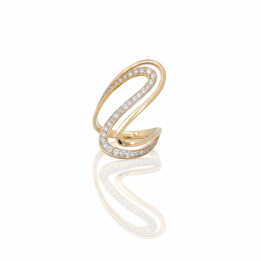 14K Yellow Gold Open Swirl Diamond Ring – 0.72 Total Carats of Contemporary Elegance
