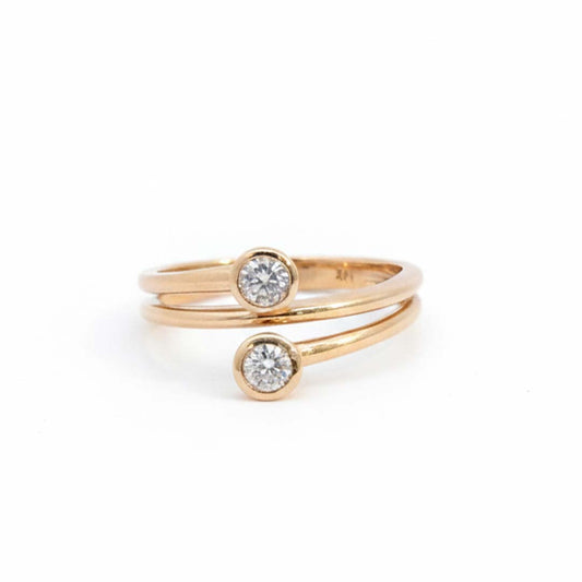 14K Gold Open Double-Band Diamond Ring – 0.37 Carats of Refined Sophistication