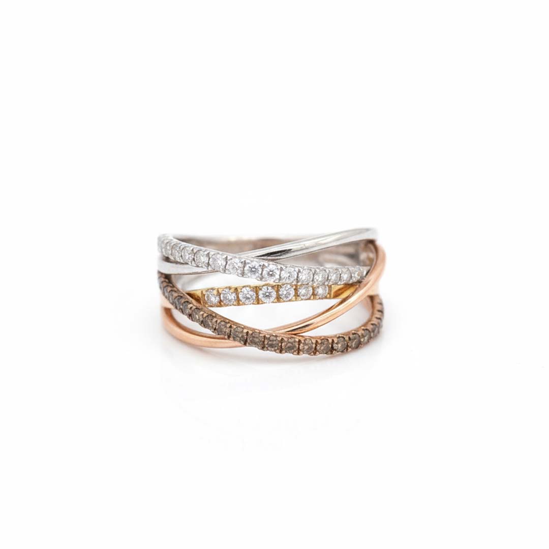 14KT Two-Tone Gold Ring with 0.29ct Cognac Diamonds & 0.41ct White Diamonds