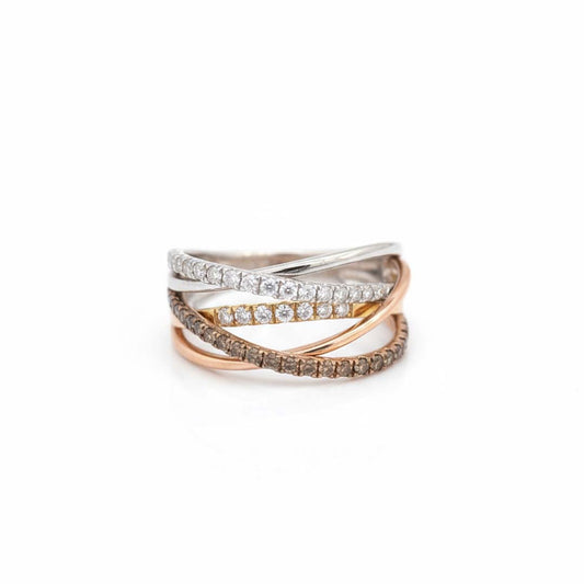 14KT Two-Tone Gold Ring with 0.29ct Cognac Diamonds & 0.41ct White Diamonds