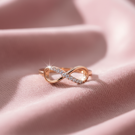 Infinity Diamond Ring in 14KT Rose Gold (0.12 CT Total Weight)