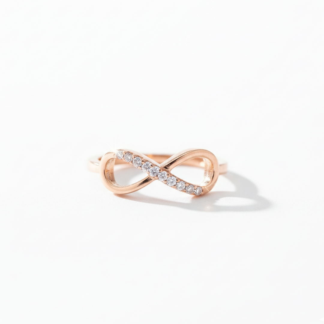 Infinity Diamond Ring in 14KT Rose Gold (0.12 CT Total Weight)