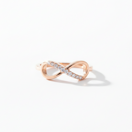 Infinity Diamond Ring in 14KT Rose Gold (0.12 CT Total Weight)