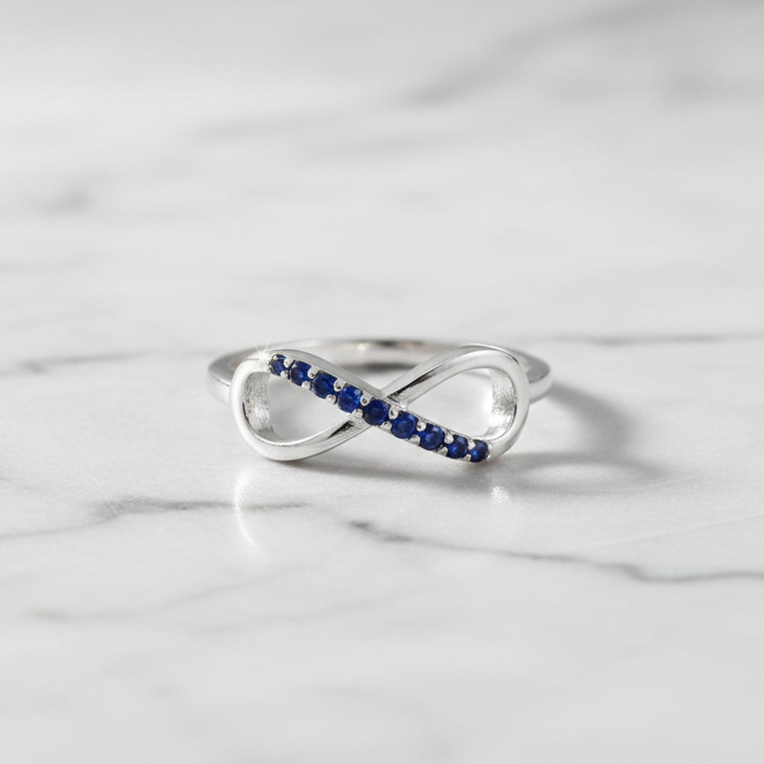 14KT White Gold Infinity Ring • 0.12ct Natural Black Diamond