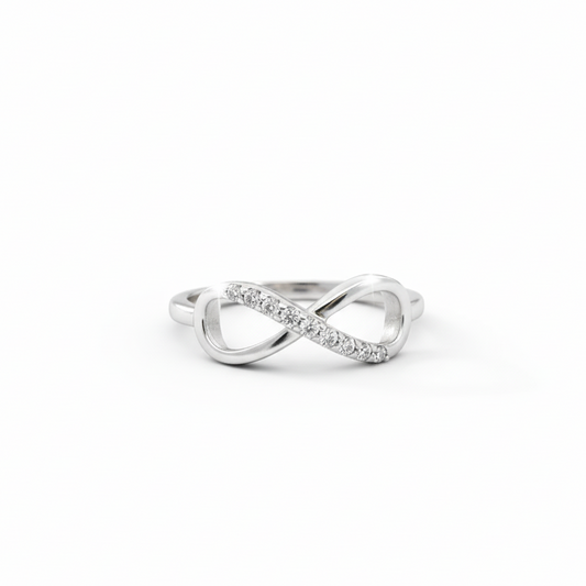 Infinity Diamond Ring in 14KT White Gold (0.12 CT Total Weight)