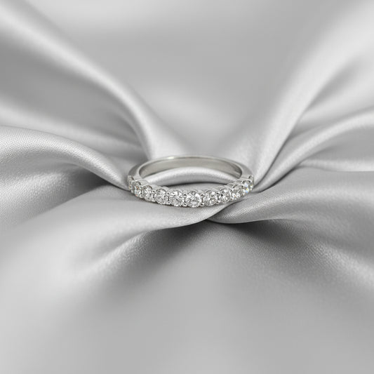 14KT Gold Women’s Half-Way Diamond Band – 0.75ct Round Brilliant Diamonds