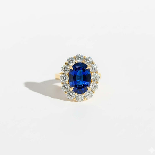 18KT Oval Tanzanite & Round Diamond Ring (TZ: 7.01ct / DIA: 3.15ct)
