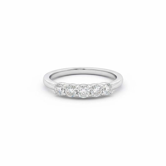 14KT Gold Women’s Diamond Band with Five Brilliant Round Diamonds – 0.52 Carats Total Weight